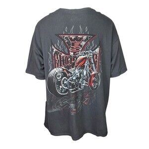 Vintage Y2K West Coast Choppers Big Logo Flame Gradient Sun Faded Tee XXXL